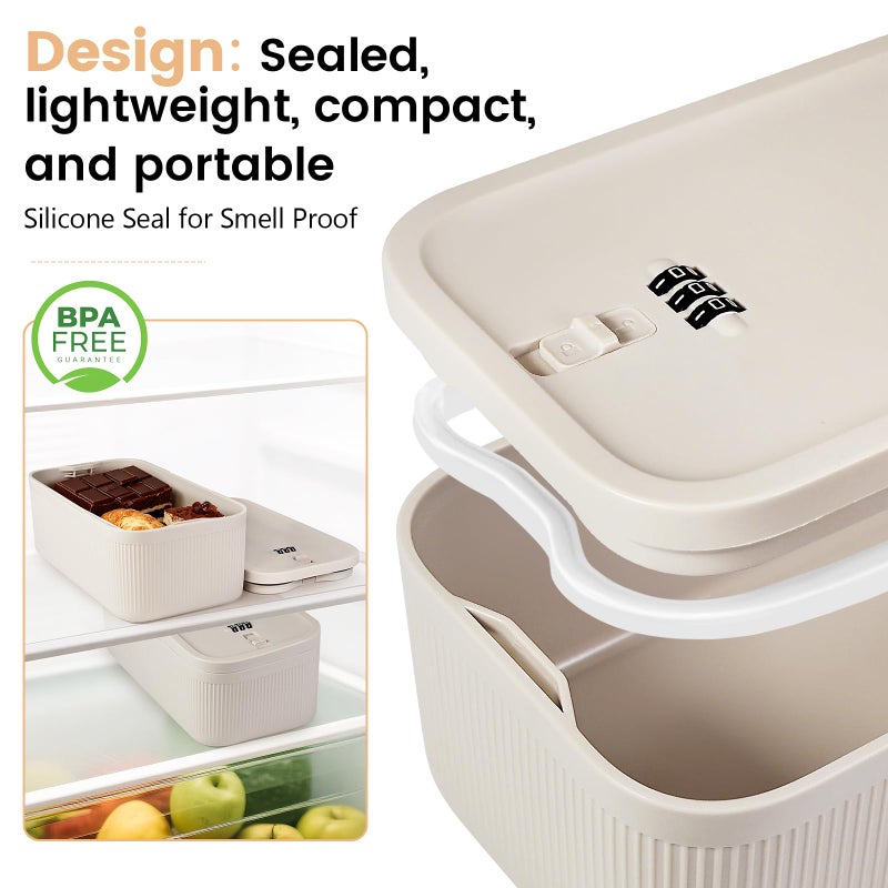 Seggmntree Small Lock Box,Lockable Storage Box with Combination Code for Medication Safe, Medicine Lock Box for Pills/First Aid Kits/Food/Snack Phone Jail,Locked Container for Home/Fridge/Office/School (Beige) - Image 4
