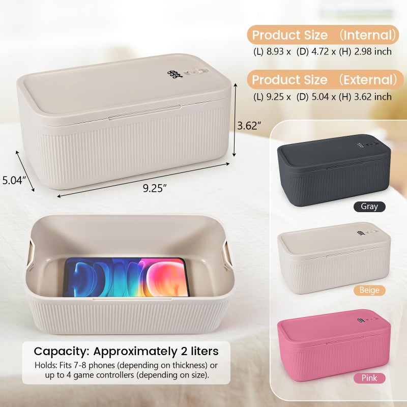 Seggmntree Small Lock Box,Lockable Storage Box with Combination Code for Medication Safe, Medicine Lock Box for Pills/First Aid Kits/Food/Snack Phone Jail,Locked Container for Home/Fridge/Office/School (Beige) - Image 2