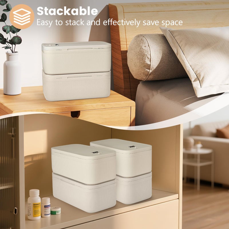 Seggmntree Small Lock Box,Lockable Storage Box with Combination Code for Medication Safe, Medicine Lock Box for Pills/First Aid Kits/Food/Snack Phone Jail,Locked Container for Home/Fridge/Office/School (Beige) - Image 5