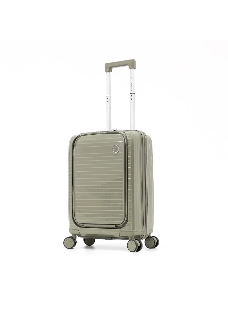 GIORDANO Unbreakable Hardshell PP Luggage Trolley Bag 20 inch Cabin Size With Double Spinner Wheels,Olive  - Image 1
