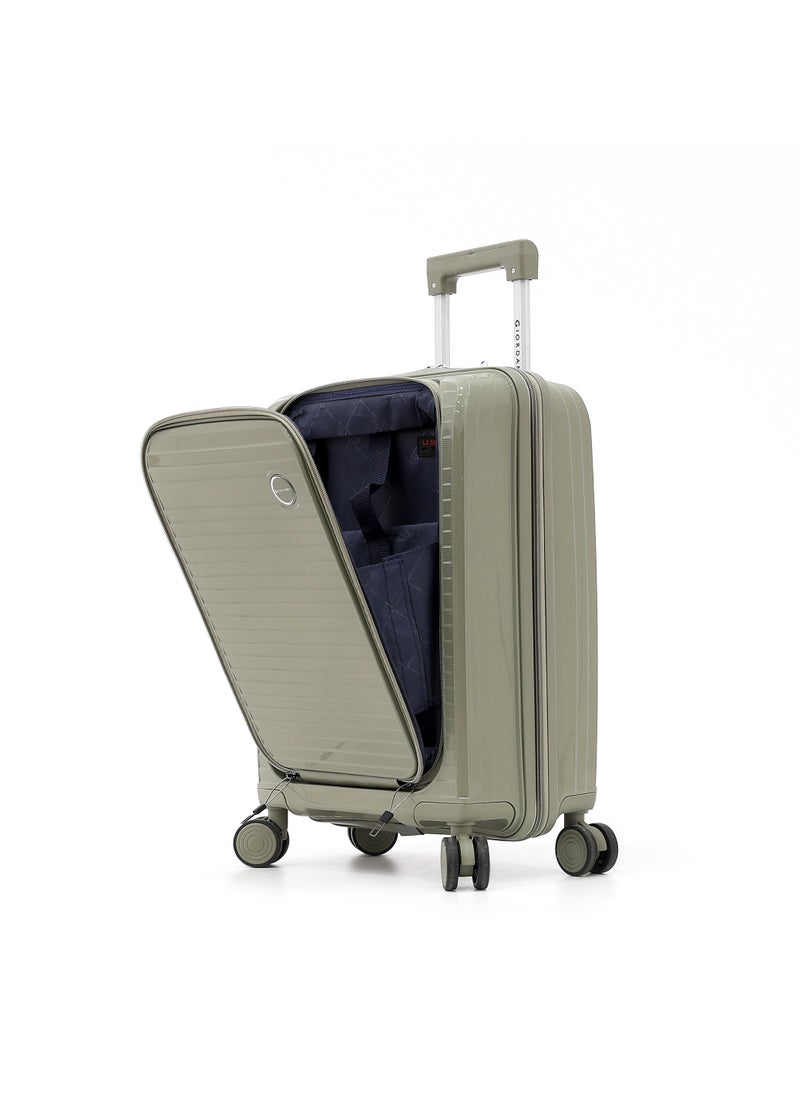 GIORDANO Unbreakable Hardshell PP Luggage Trolley Bag 20 inch Cabin Size With Double Spinner Wheels,Olive  - Image 2