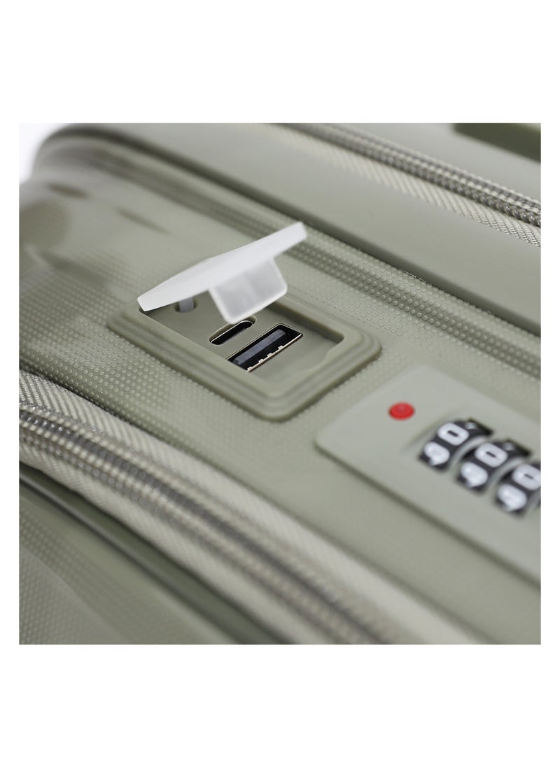 GIORDANO Unbreakable Hardshell PP Luggage Trolley Bag 20 inch Cabin Size With Double Spinner Wheels,Olive  - Image 5
