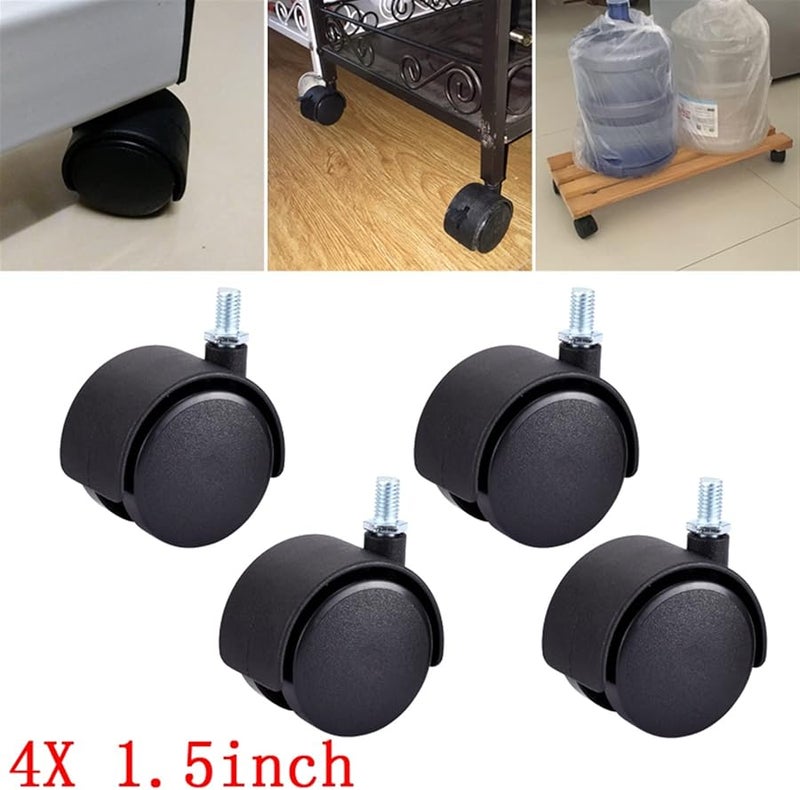 M8 Swivel Castor Wheels 39mm With Brake 4Pcs Screw Plate Silent Trolley Furniture - Image 4