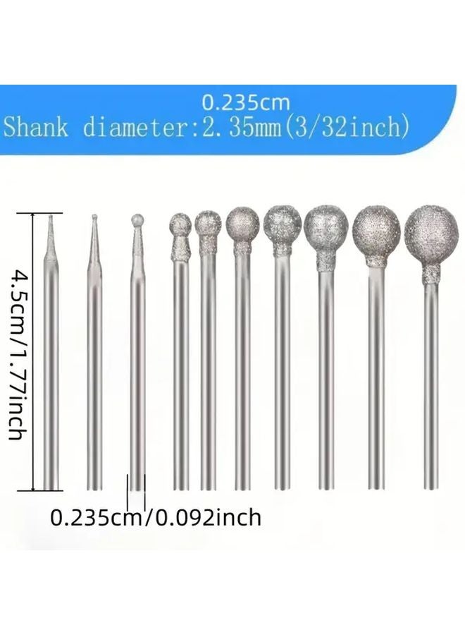 6pcs 3.0mm Spherical Diamond Grinding Head Carving Engraving Polishing Tool - Image 3