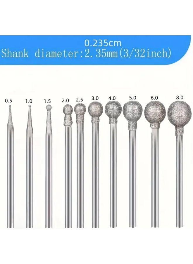 6pcs 3.0mm Spherical Diamond Grinding Head Carving Engraving Polishing Tool - Image 2