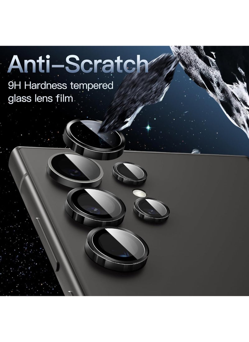 Waldic Samsung Galaxy S25 Ultra Camera Lens Protector, Scratch-Resistant HD Clarity Ultra-Thin 9H Tempered Glass with Aluminium Edging, Individual Metal Lens Cover - Black  - Image 4