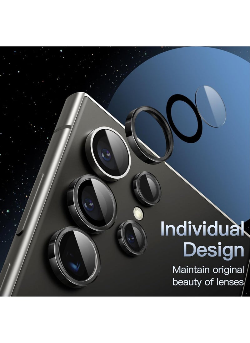 Waldic Samsung Galaxy S25 Ultra Camera Lens Protector, Scratch-Resistant HD Clarity Ultra-Thin 9H Tempered Glass with Aluminium Edging, Individual Metal Lens Cover - Black  - Image 5