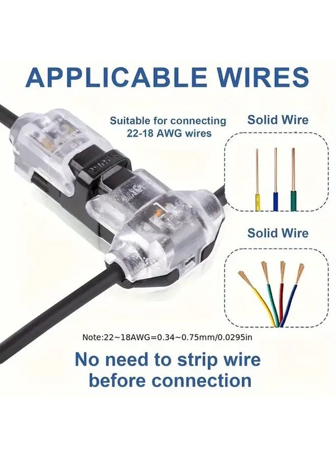 T1 12 قطعة موصلات أسلاك T على شكل حرف T بدون لحام لا تحتاج إلى تجريد للشريط LED السيارات 18-22 AWG - Image 4