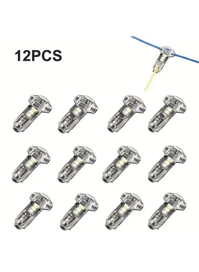 T1 12 قطعة موصلات أسلاك T على شكل حرف T بدون لحام لا تحتاج إلى تجريد للشريط LED السيارات 18-22 AWG - Image 1