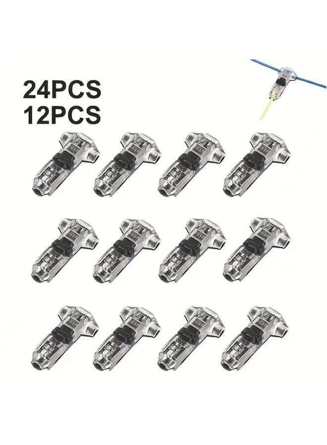 T1 12 قطعة موصلات أسلاك T على شكل حرف T بدون لحام لا تحتاج إلى تجريد للشريط LED السيارات 18-22 AWG - Image 2