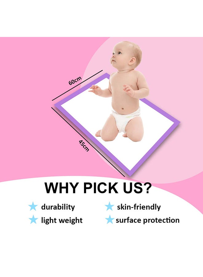 Cute 'n' Cuddle Pack Of 180 Disposable Soft Ultra Absorbent Waterproof Diaper Mess-Free Changing Mat Liners Baby Changing Mat Cover Bed Pads, Lavender, 60 CM X 90 CM - Image 3