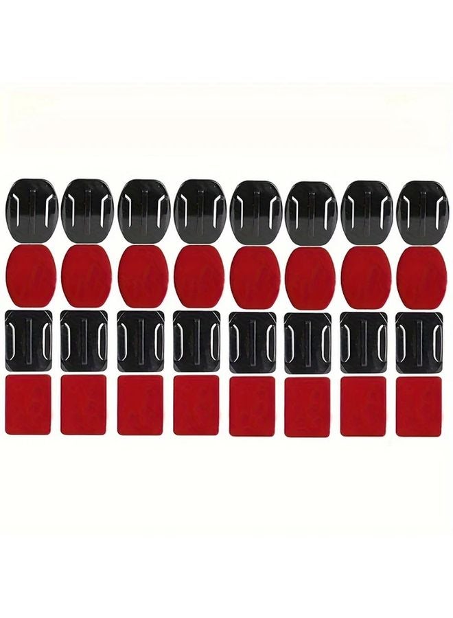 32 قطعة من وسادات التثبيت اللاصقة للبطل، 8 مسطحة و 8 منحنية، لكسامرة Insta360 X4 و X3 و X2 و AKASO و DJI OSMO Action - Image 1