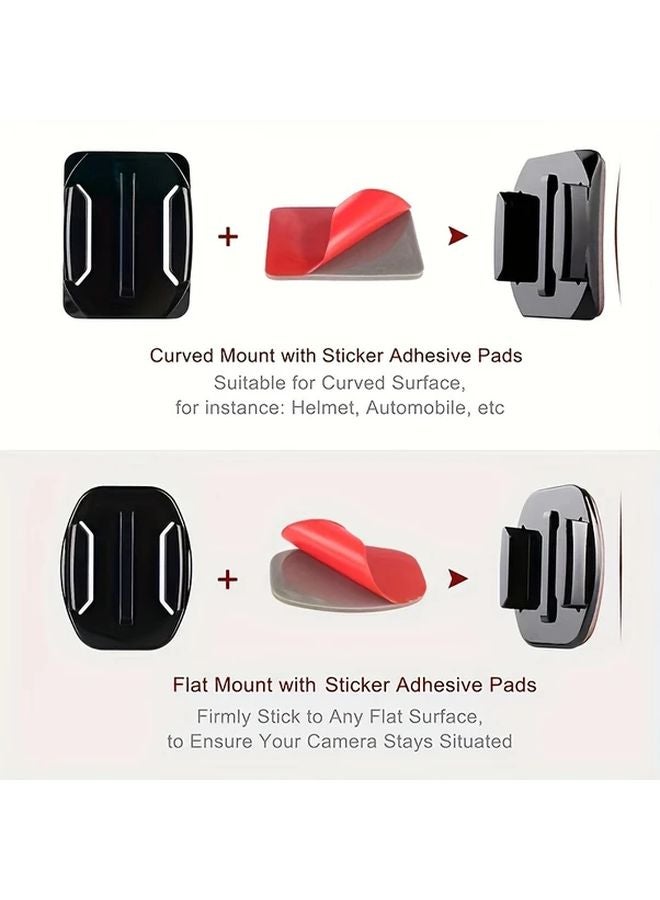 32 قطعة من وسادات التثبيت اللاصقة للبطل، 8 مسطحة و 8 منحنية، لكسامرة Insta360 X4 و X3 و X2 و AKASO و DJI OSMO Action - Image 4