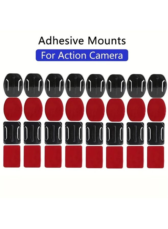 32 قطعة من وسادات التثبيت اللاصقة للبطل، 8 مسطحة و 8 منحنية، لكسامرة Insta360 X4 و X3 و X2 و AKASO و DJI OSMO Action - Image 2