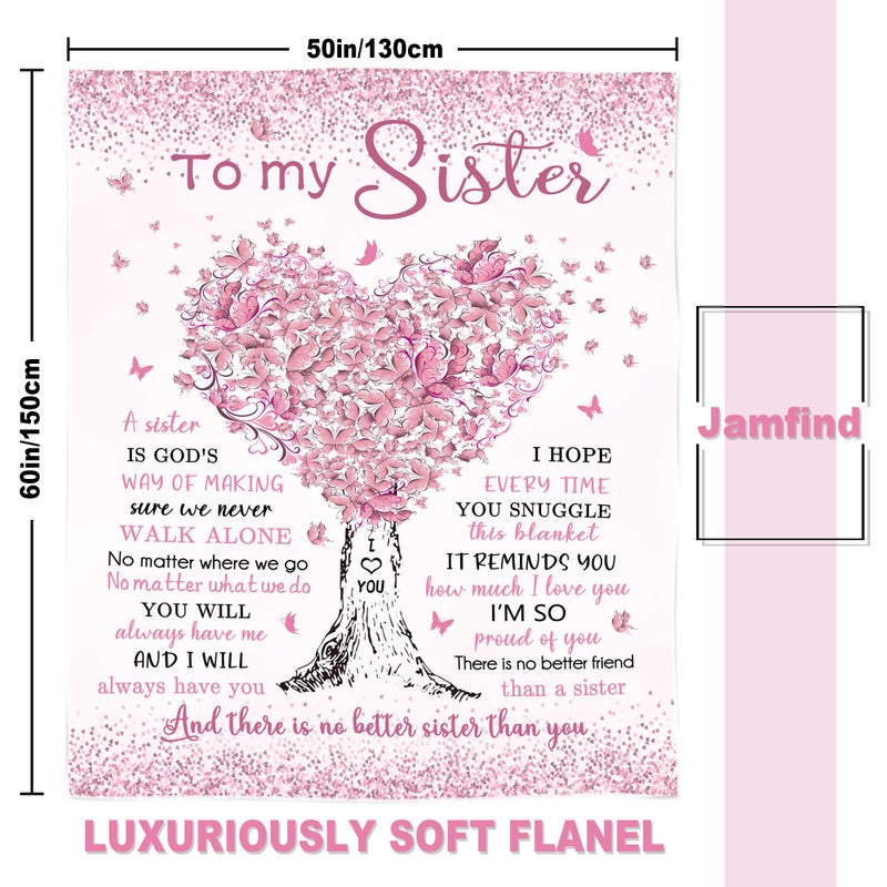 Jamfind هدايا أخت Jamfind أخت كبيرة هدايا عيد ميلاد سعيد لأخت من أخت الأخت شقيقة بطانية 60 "" X 50 " - Image 4