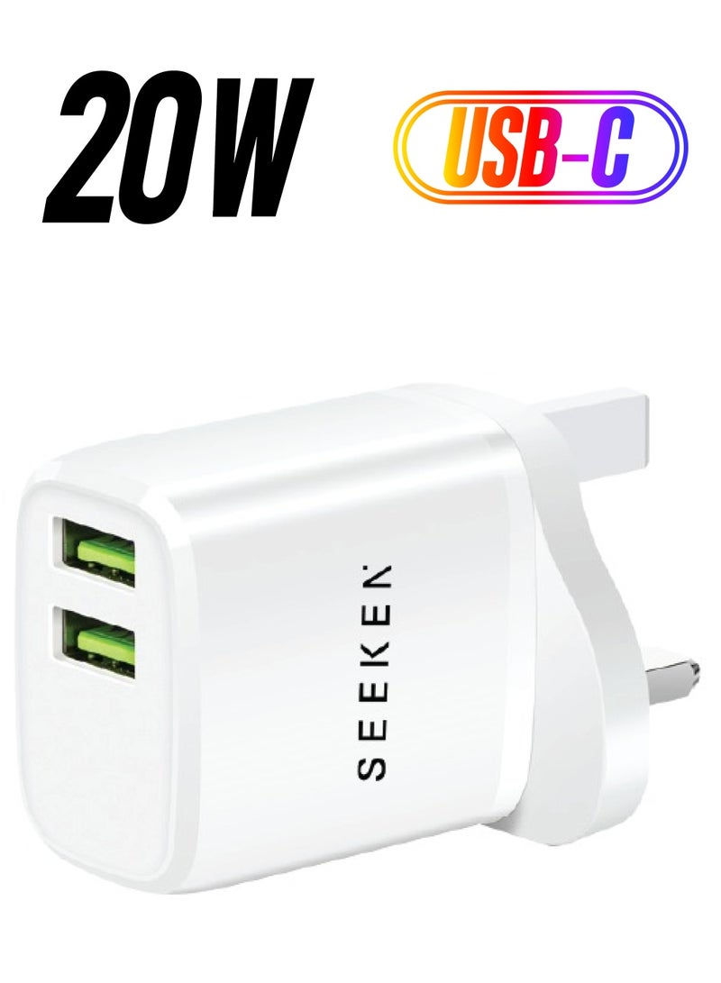 SEEKEN 20W Adapter - White | Fast Charging | Campatible with Iphone and Samsung | 2 in 1 | Compact | Power Delivery | Premium Design | High-Quality. - Image 1