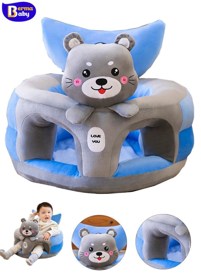 Berma Baby Baby Sitting Chair, Baby Sofa Toy, Baby Support Seat, Baby Comfort Learning Seat, Learning Sitting and Feeding Chair, Soft and Cuddly Plush Floor Sofa for Baby to Play, Suitable for Boys and Girls (Gray Husky) - Image 1