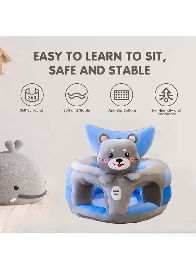 Berma Baby Baby Sitting Chair, Baby Sofa Toy, Baby Support Seat, Baby Comfort Learning Seat, Learning Sitting and Feeding Chair, Soft and Cuddly Plush Floor Sofa for Baby to Play, Suitable for Boys and Girls (Gray Husky) - Image 4