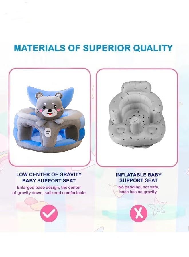 Berma Baby Baby Sitting Chair, Baby Sofa Toy, Baby Support Seat, Baby Comfort Learning Seat, Learning Sitting and Feeding Chair, Soft and Cuddly Plush Floor Sofa for Baby to Play, Suitable for Boys and Girls (Gray Husky) - Image 5