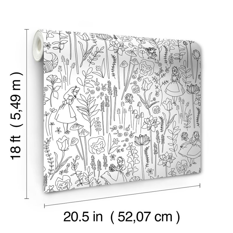 RoomMates Disney Alice in Wonderland Black Garden Peel & Stick Wallpaper by RoomMates, RMK12798PLW - Image 5