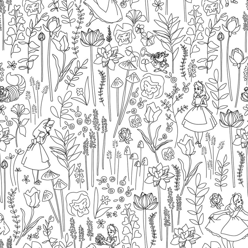 RoomMates Disney Alice in Wonderland Black Garden Peel & Stick Wallpaper by RoomMates, RMK12798PLW - Image 1