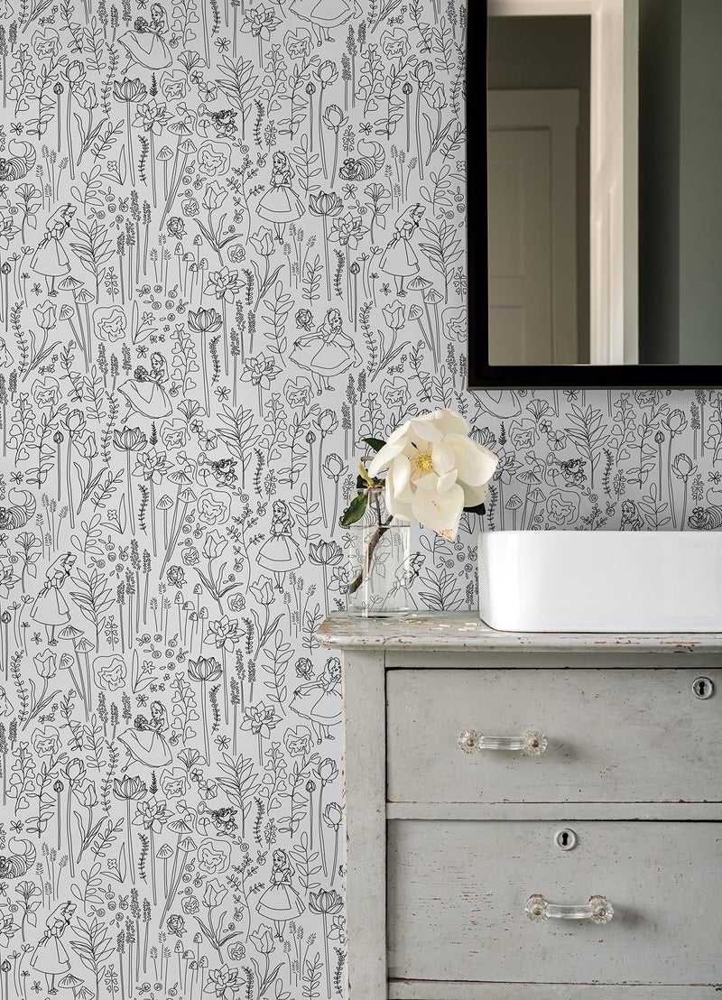 RoomMates Disney Alice in Wonderland Black Garden Peel & Stick Wallpaper by RoomMates, RMK12798PLW - Image 2