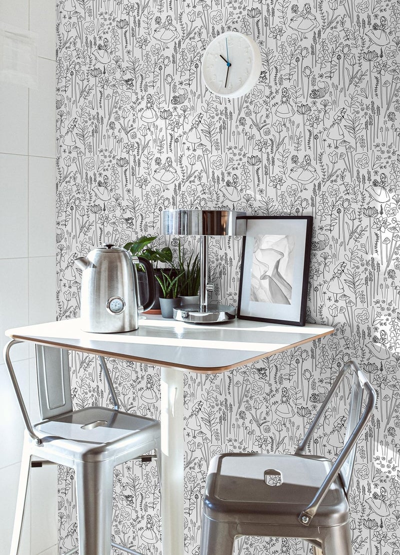 RoomMates Disney Alice in Wonderland Black Garden Peel & Stick Wallpaper by RoomMates, RMK12798PLW - Image 3
