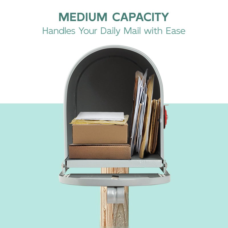 GIGYES Mailboxes for Outside, GIGYES Galvanized Steel Medium Metal Mailbox, 20 x 8.7 x 6.9 Inches, Grey - Image 2