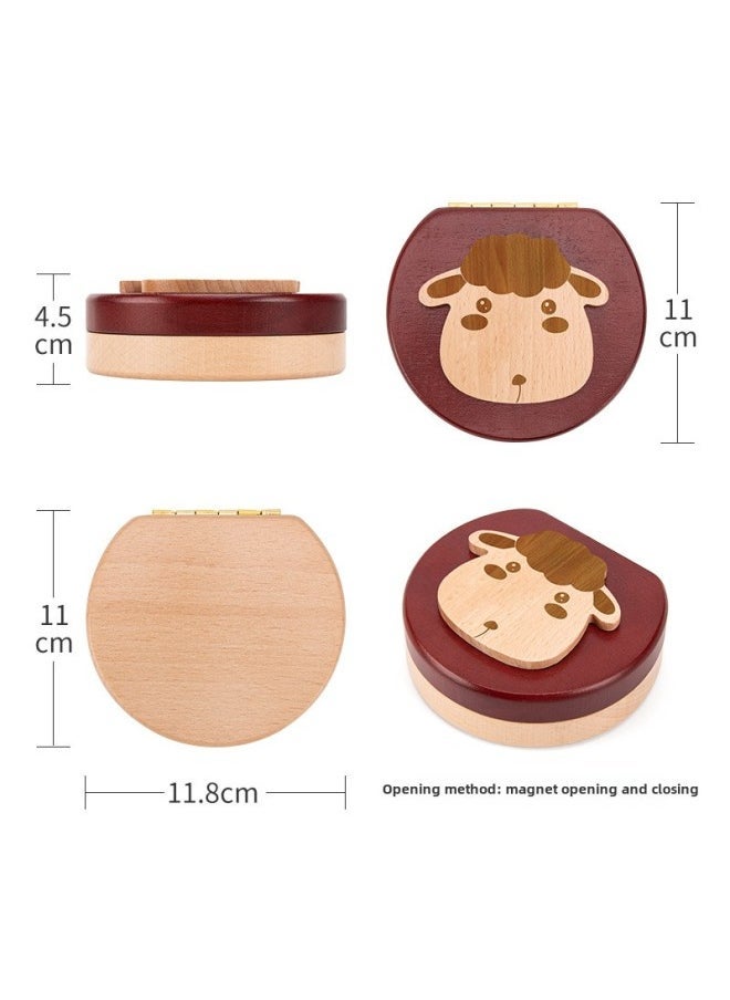 Baby Teeth Commemorative Box For Girls And Boys Children's Wear Teeth Collection Storage Box For Teeth Replacement Wooden Toys-Color:South Elm Two-color-sheep - Image 5