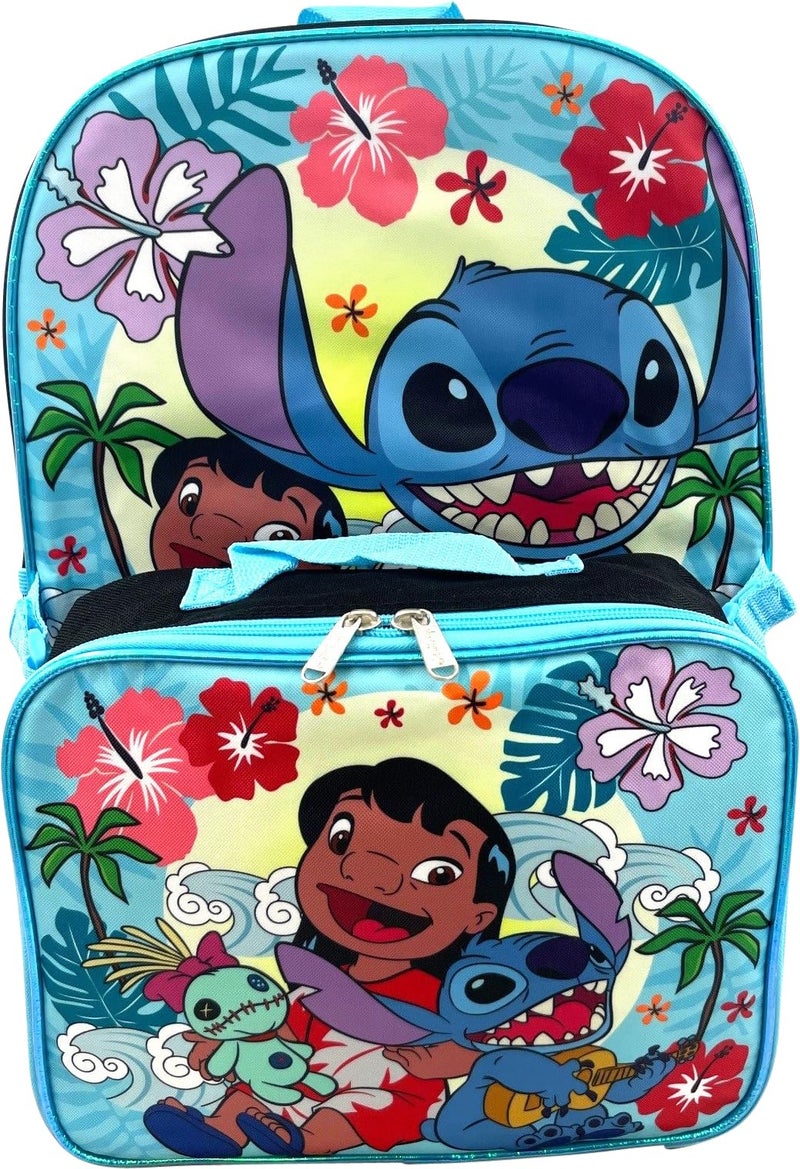 Ruz Disney Stitch 16 Inch School Backpack With Removable Lunch Box Set (Lilo & Stitch) - Image 1