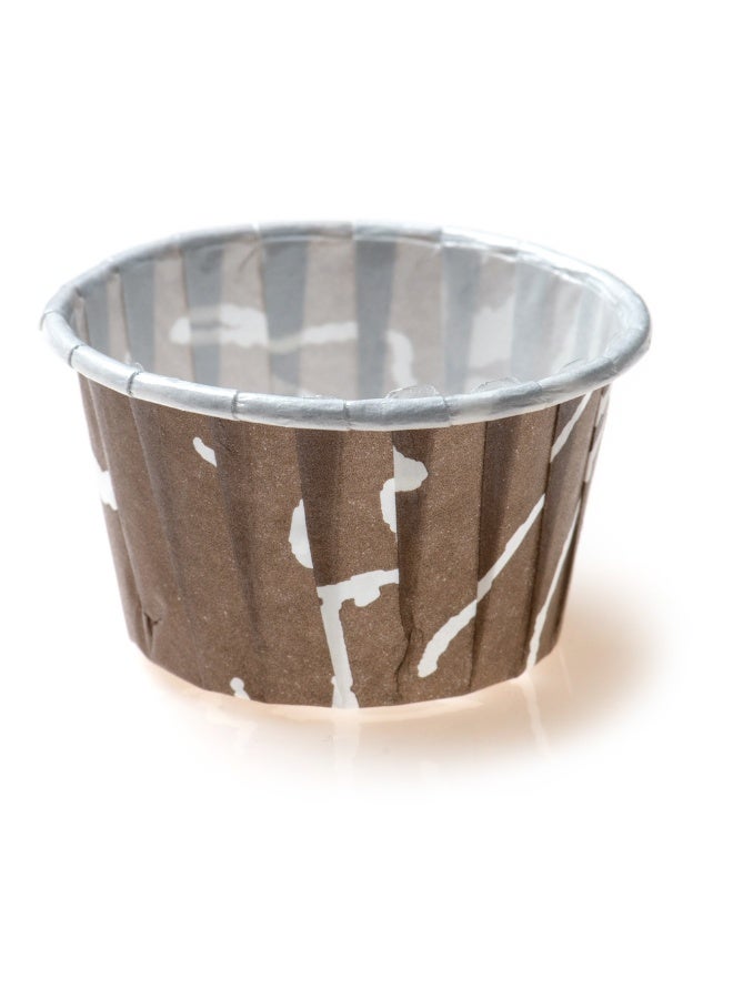 Restaurantware Panificio 1.6 Ounce Baking Cups, 200 Pleated Cupcake Liners - Oven-Ready, Freezable, Brown And White Paper Muffin Cases, Disposable, Chocolate Wisp, For Wedding Parties, Baby Showers  - Image 1