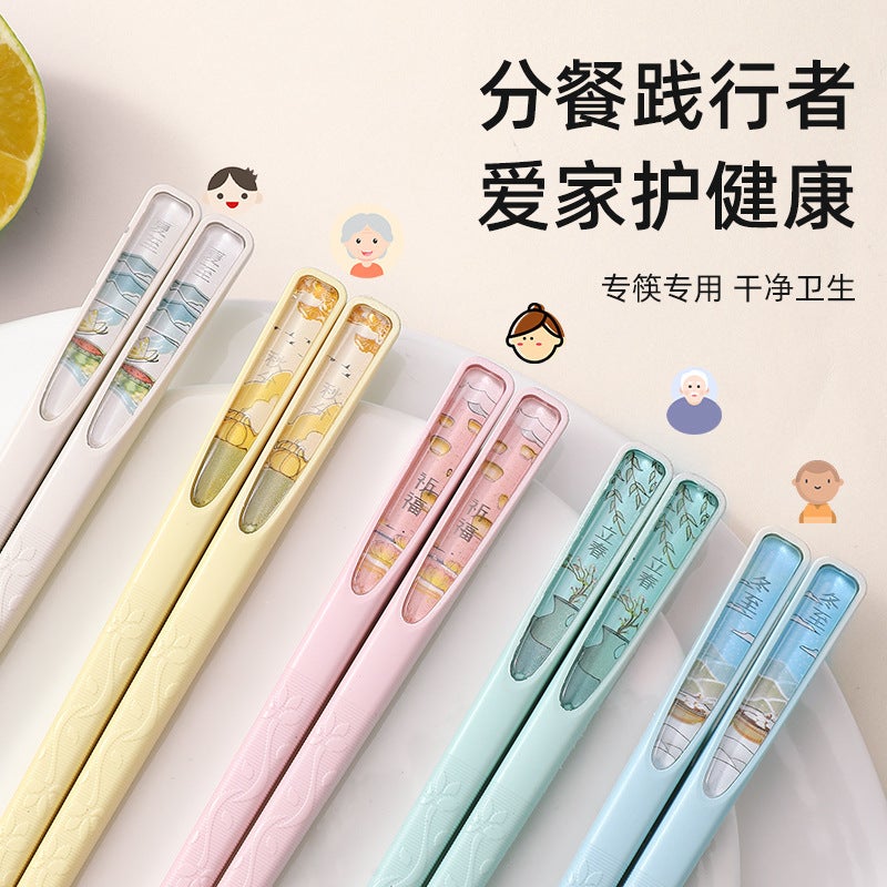 Chopsticks Household Mildew-Proof High-Temperature Non-Slip One-Person Chopsticks High-End Solar-Term Alloy Chopsticks Macaron Chopsticks - Image 2