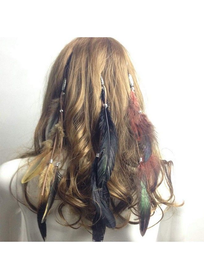 CBLUO Feather Headband Hippie Indian Boho Hair Hoops Tassel Bohemian Headdress Headwear Headpiece Women Girls Kids Crown Hairband Hair Bands Party Decoration Cosplay Costume Handmade Hair Accessories Red - Image 3