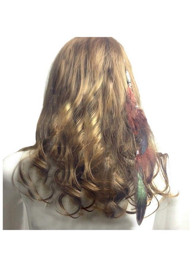 CBLUO Feather Headband Hippie Indian Boho Hair Hoops Tassel Bohemian Headdress Headwear Headpiece Women Girls Kids Crown Hairband Hair Bands Party Decoration Cosplay Costume Handmade Hair Accessories Red - Image 2