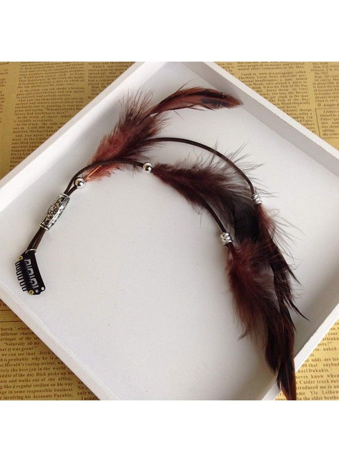 CBLUO Feather Headband Hippie Indian Boho Hair Hoops Tassel Bohemian Headdress Headwear Headpiece Women Girls Kids Crown Hairband Hair Bands Party Decoration Cosplay Costume Handmade Hair Accessories Red - Image 5