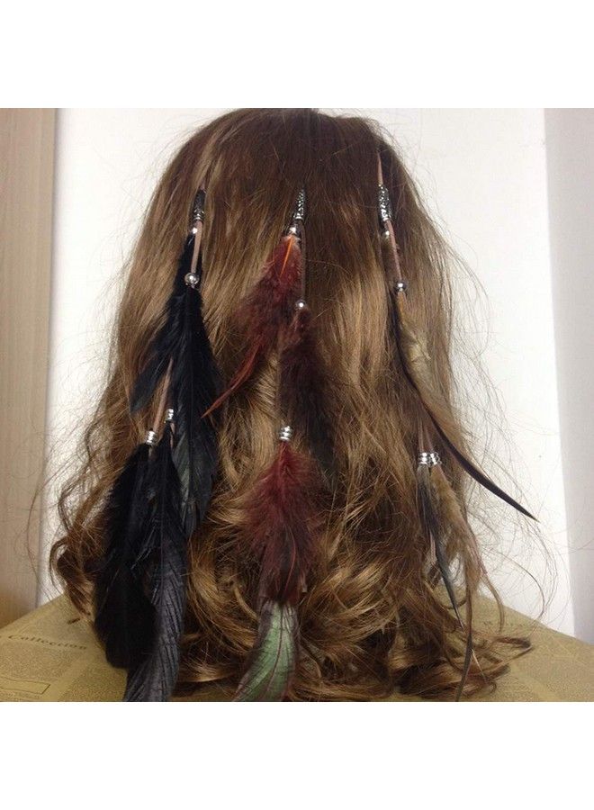 CBLUO Feather Headband Hippie Indian Boho Hair Hoops Tassel Bohemian Headdress Headwear Headpiece Women Girls Kids Crown Hairband Hair Bands Party Decoration Cosplay Costume Handmade Hair Accessories Red - Image 4