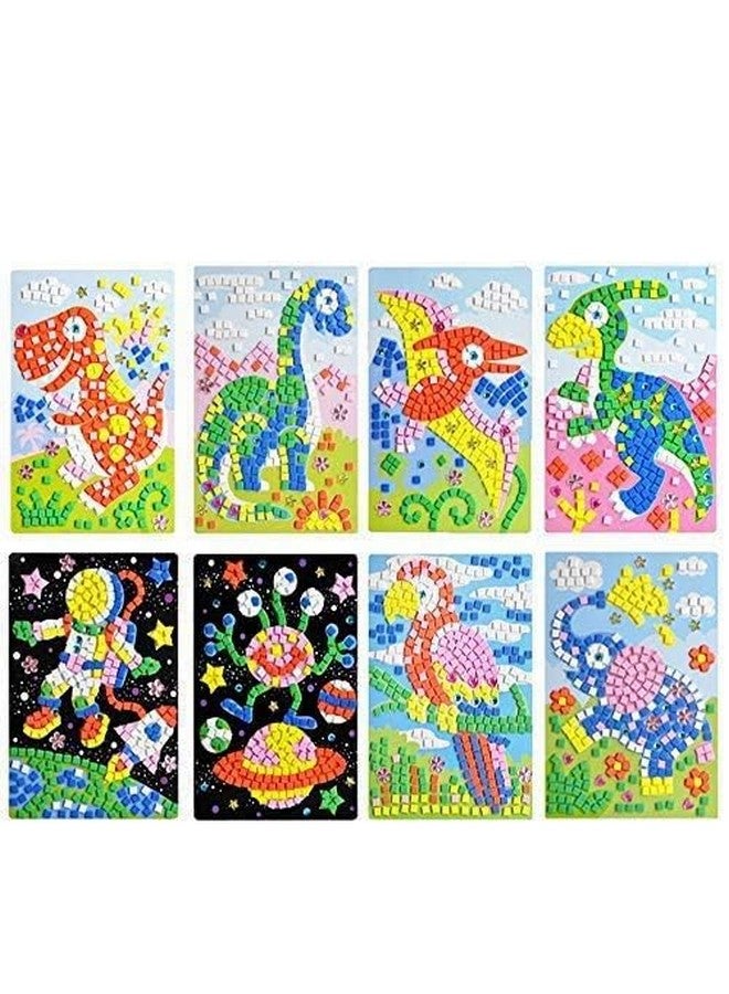 CCINEE Mosaic Sticker DIY Handmade Art Crafts Kits Christmas New Year Gifts for Kids Elephant Parrot Astronaut Dinosaurs 8 Packs - Image 2