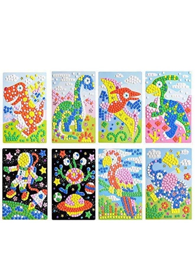 CCINEE Mosaic Sticker DIY Handmade Art Crafts Kits Christmas New Year Gifts for Kids Elephant Parrot Astronaut Dinosaurs 8 Packs - Image 1