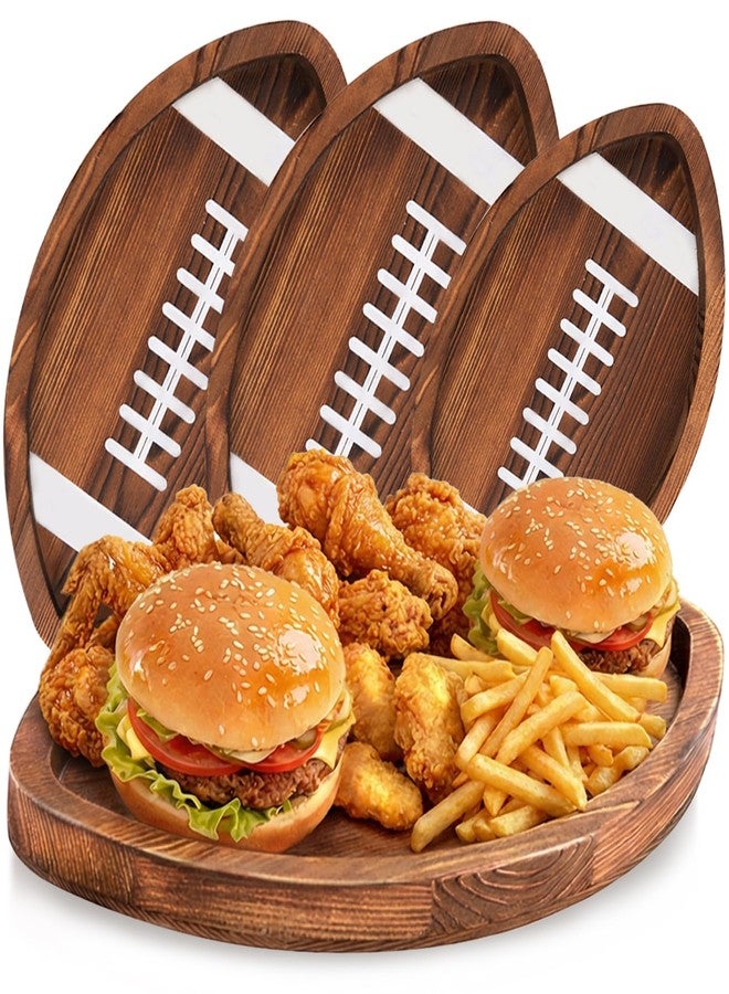 Orchidleaf 3 Pcs Football Serving Trays Wooden Shaped Football Platters, 13" 11" Oval Football Snack Trays, Reusable Football Party Game Season Snack Tray for Super Bowl Parties and Sports Party Decorations - Image 1