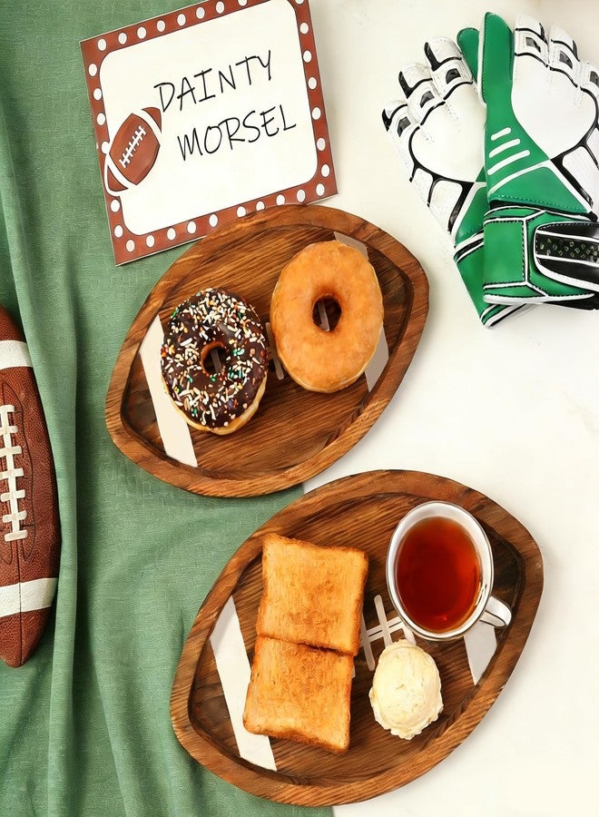 Orchidleaf 3 Pcs Football Serving Trays Wooden Shaped Football Platters, 13" 11" Oval Football Snack Trays, Reusable Football Party Game Season Snack Tray for Super Bowl Parties and Sports Party Decorations - Image 4