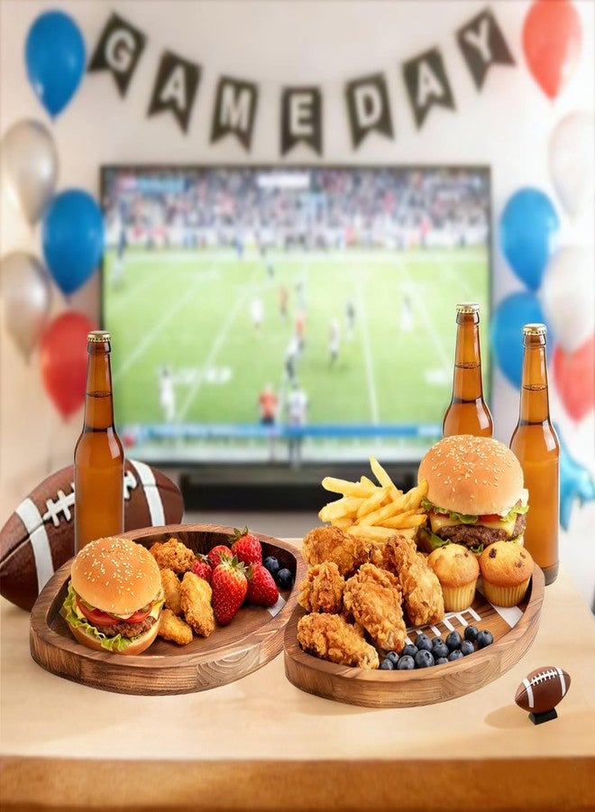 Orchidleaf 3 Pcs Football Serving Trays Wooden Shaped Football Platters, 13" 11" Oval Football Snack Trays, Reusable Football Party Game Season Snack Tray for Super Bowl Parties and Sports Party Decorations - Image 2