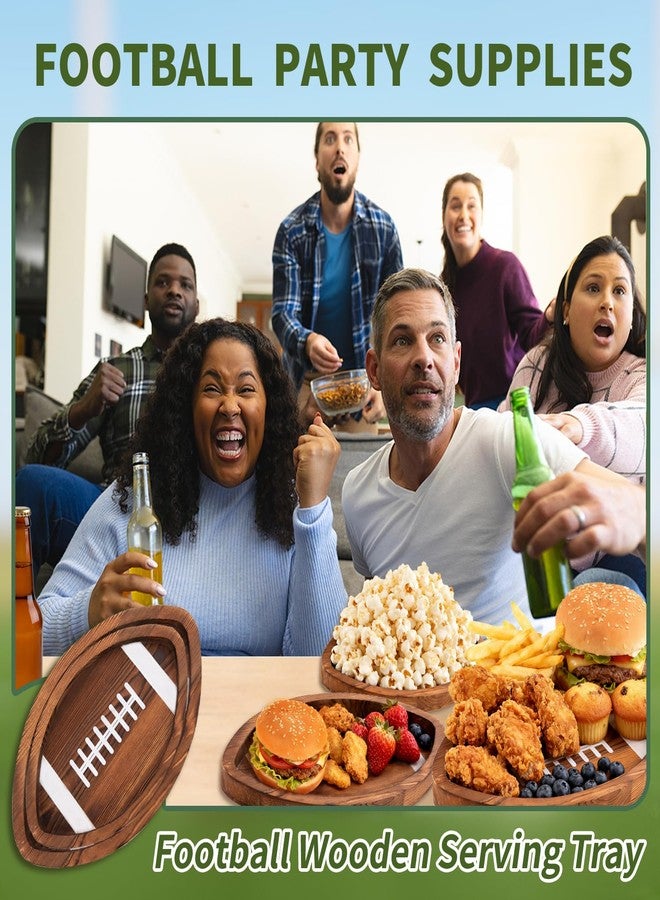 Orchidleaf 3 Pcs Football Serving Trays Wooden Shaped Football Platters, 13" 11" Oval Football Snack Trays, Reusable Football Party Game Season Snack Tray for Super Bowl Parties and Sports Party Decorations - Image 5