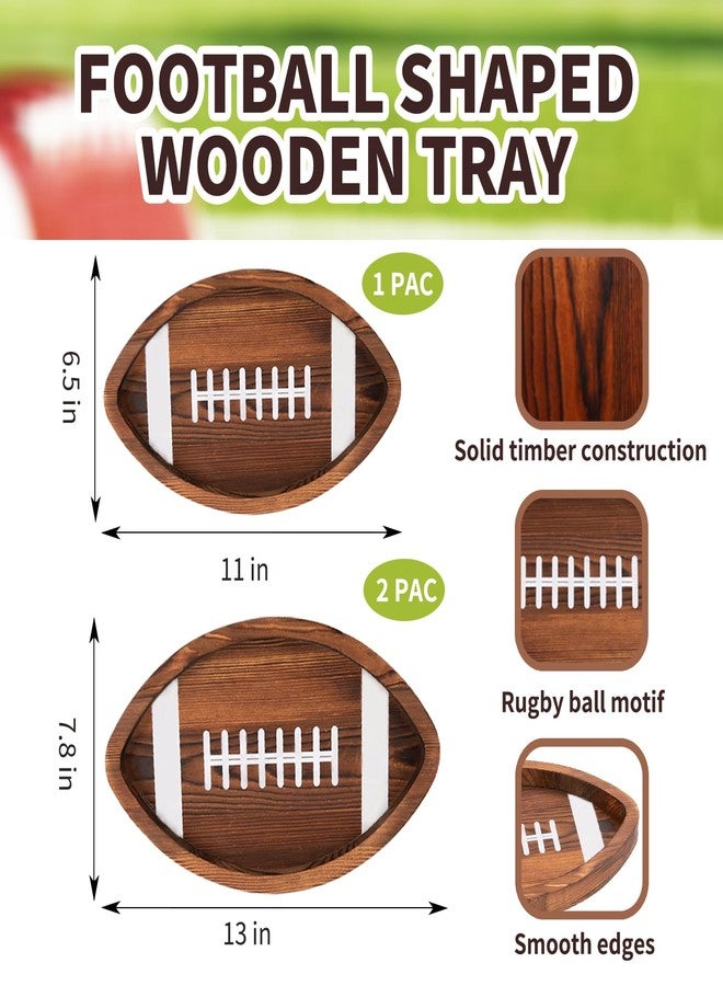 Orchidleaf 3 Pcs Football Serving Trays Wooden Shaped Football Platters, 13" 11" Oval Football Snack Trays, Reusable Football Party Game Season Snack Tray for Super Bowl Parties and Sports Party Decorations - Image 3