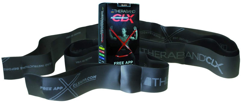 TheraBand شريط مقاومة THERABAND CLX مع حلقات، شريط لياقة بدنية للتمارين المنزلية والتدريبات، معدات صالة رياضية محمولة، أفضل هدية للرياضيين، شريط فردي بطول 5 أقدام، أسود، ثقيل خاص، مستوى 6 - Image 1