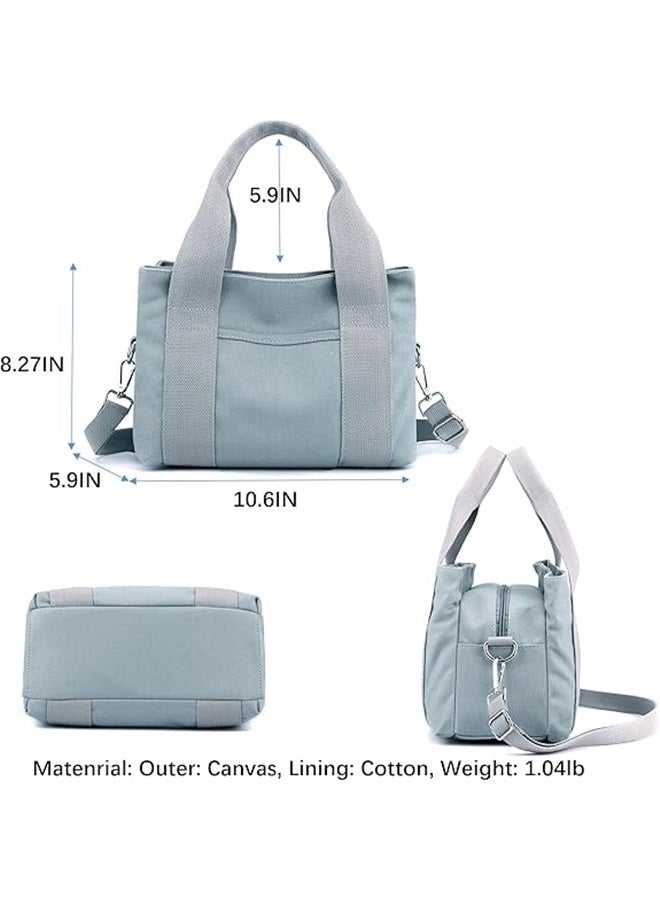 Canvas Messenger bags for women,Tote Crossbody Shoulder Bag Satchel Purse-Grayish blue - Image 5