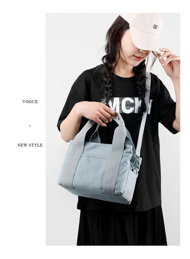 Canvas Messenger bags for women,Tote Crossbody Shoulder Bag Satchel Purse-Grayish blue - Image 3
