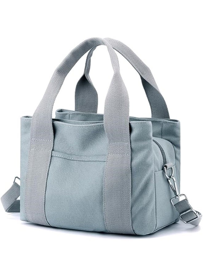Canvas Messenger bags for women,Tote Crossbody Shoulder Bag Satchel Purse-Grayish blue - Image 4