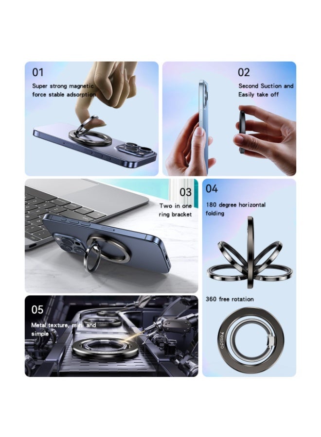 Yesido C205 360 Free Rotation Built-in N52 Magnets Double Ring Metal Folding Ring Phone Holder - Image 3