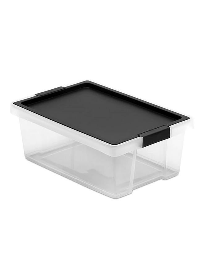 TATAY Hinged Handle Multipurpose Stackable Storage Box with Lid Black and Clear 7 Liter - Image 1