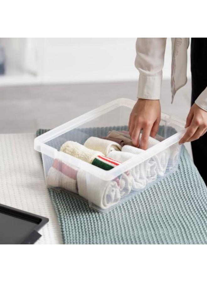 TATAY Hinged Handle Multipurpose Stackable Storage Box with Lid Black and Clear 7 Liter - Image 3